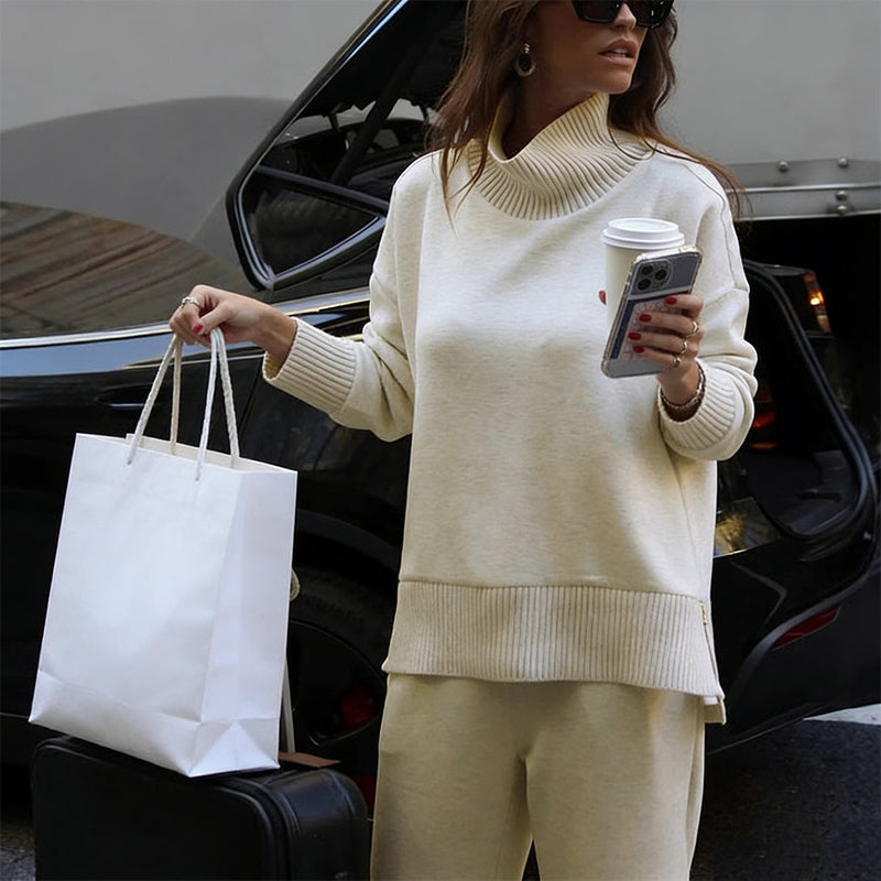 ⏳Limited-time 50% off⏰High-Neck Side-Zip Sweatshirt & Pants Set 👚👖
