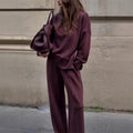 ⏳Limited-time 50% off⏰High-Neck Side-Zip Sweatshirt & Pants Set 👚👖