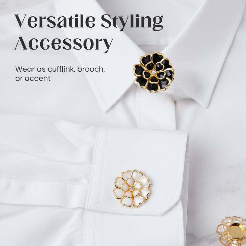⏳Limited-time 50% off⏰Chic Rhinestone Floral Cufflink & Brooch🌸🪡