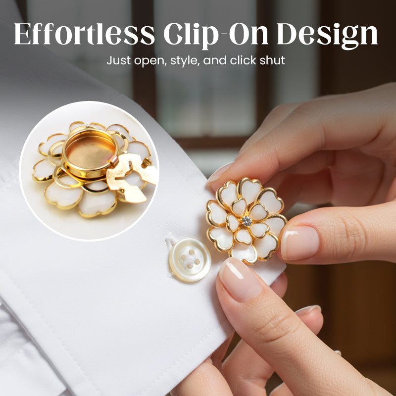 ⏳Limited-time 50% off⏰Chic Rhinestone Floral Cufflink & Brooch🌸🪡