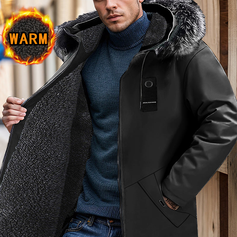 ⏳Limited-time 50% off⏰Men's Windproof Hooded Thermal Mid-Length Parka Jacket🪶🧥