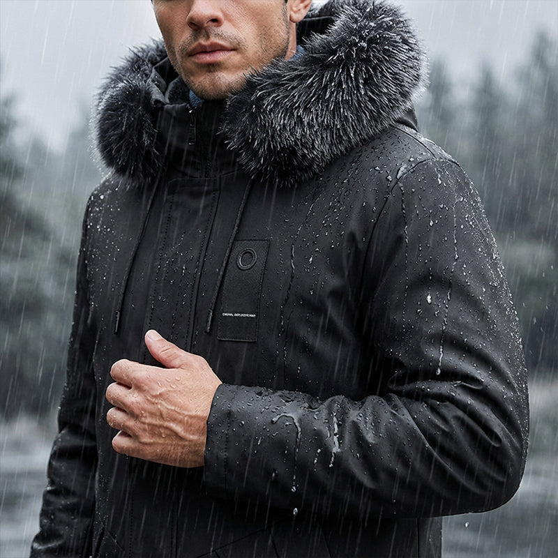 ⏳Limited-time 50% off⏰Men's Windproof Hooded Thermal Mid-Length Parka Jacket🪶🧥