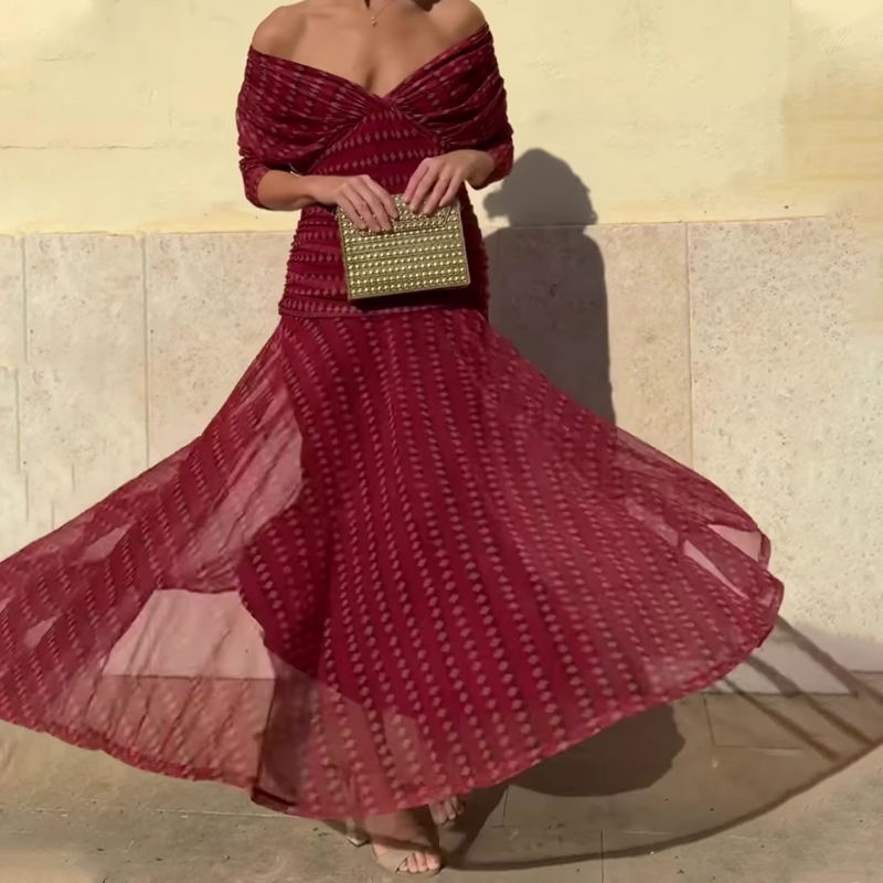 ⏳Limited-time 50% off⏰Bohemian V-Neck Ruched Mesh Maxi Dress👗