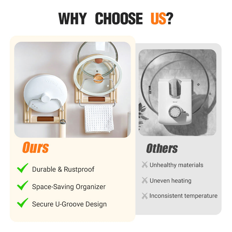 ⏳Limited-time 50% off⏰Drill-Free Wall-Mounted Pot Lid Organizer👩‍🍳