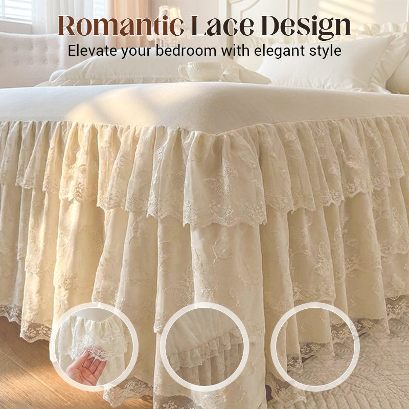 ⏳Limited-time 50% off⏰Romantic Ruffled Lace Bed Skirt 3-Piece Set🛌