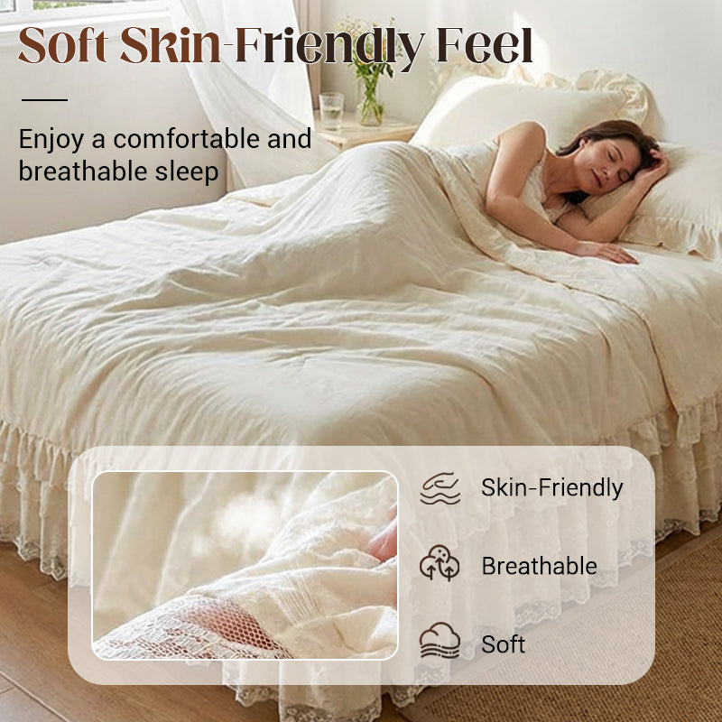 ⏳Limited-time 50% off⏰Romantic Ruffled Lace Bed Skirt 3-Piece Set🛌