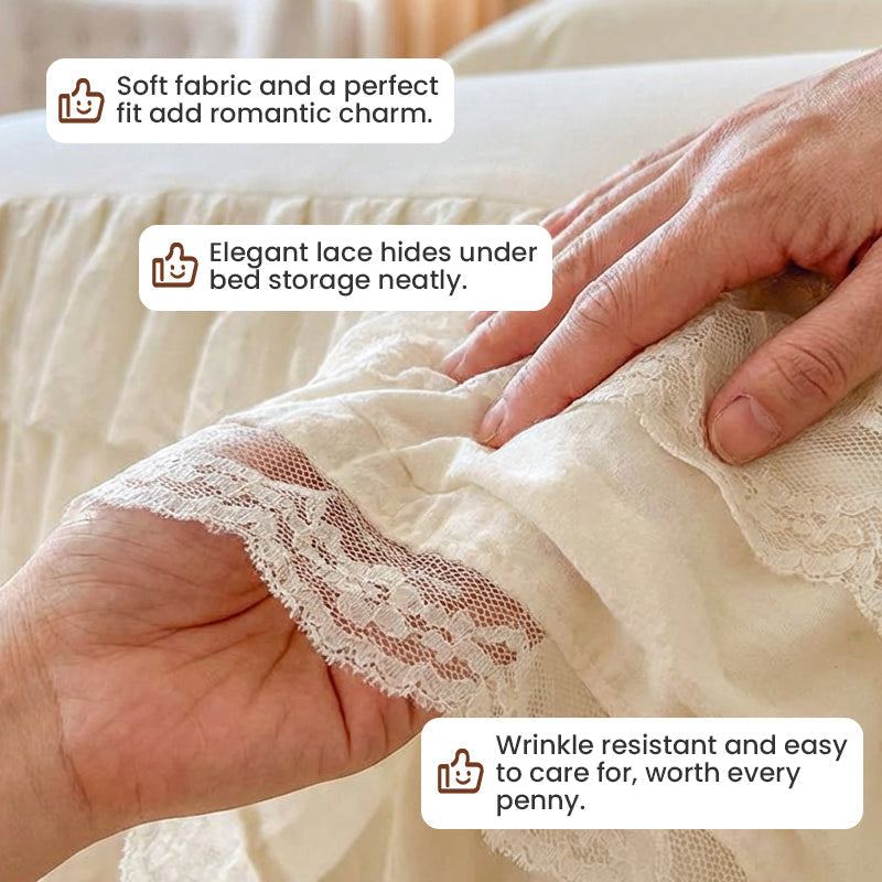 ⏳Limited-time 50% off⏰Romantic Ruffled Lace Bed Skirt 3-Piece Set🛌