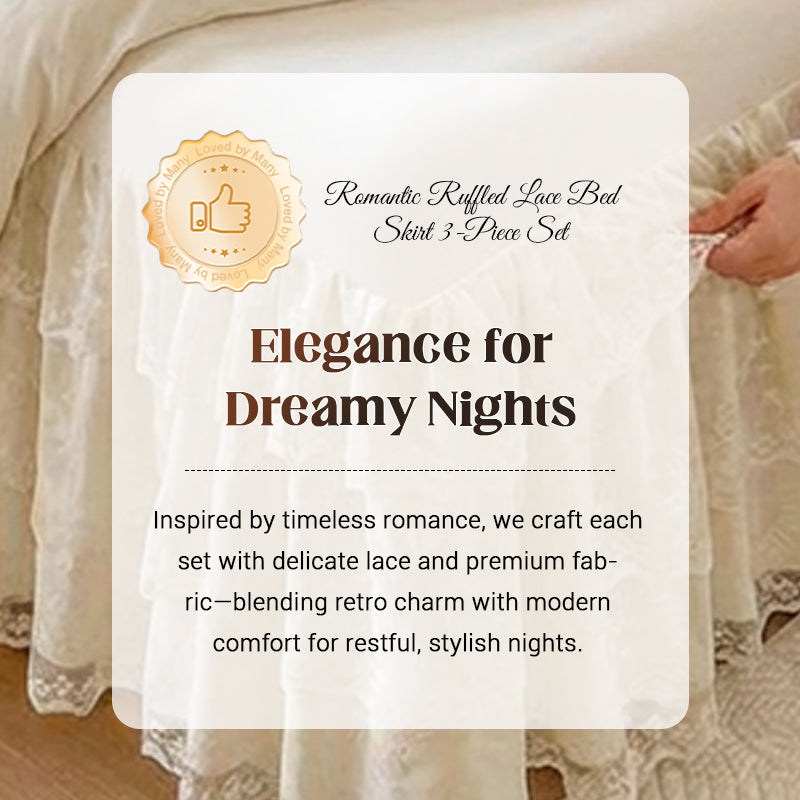 ⏳Limited-time 50% off⏰Romantic Ruffled Lace Bed Skirt 3-Piece Set🛌