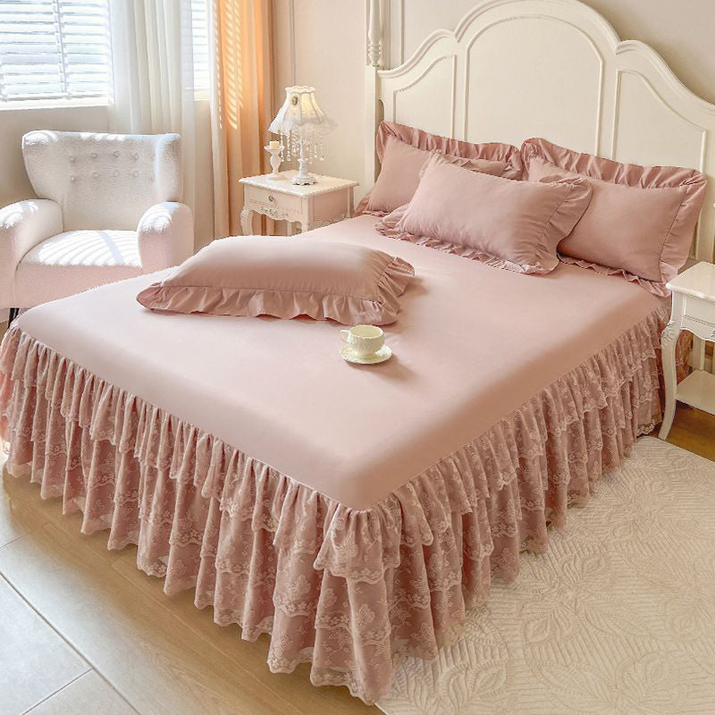 ⏳Limited-time 50% off⏰Romantic Ruffled Lace Bed Skirt 3-Piece Set🛌