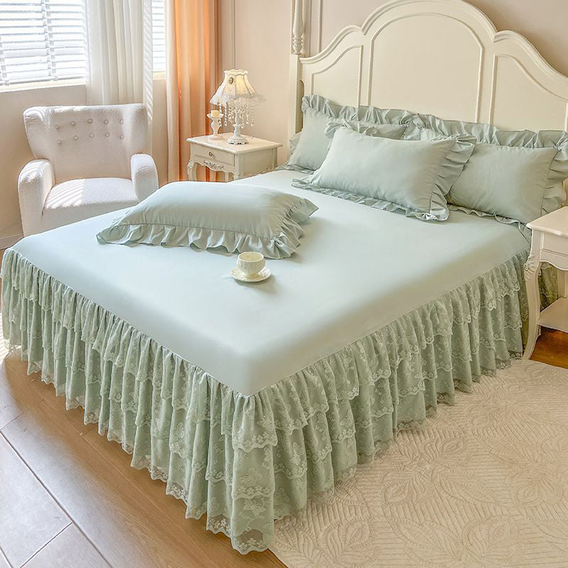 ⏳Limited-time 50% off⏰Romantic Ruffled Lace Bed Skirt 3-Piece Set🛌