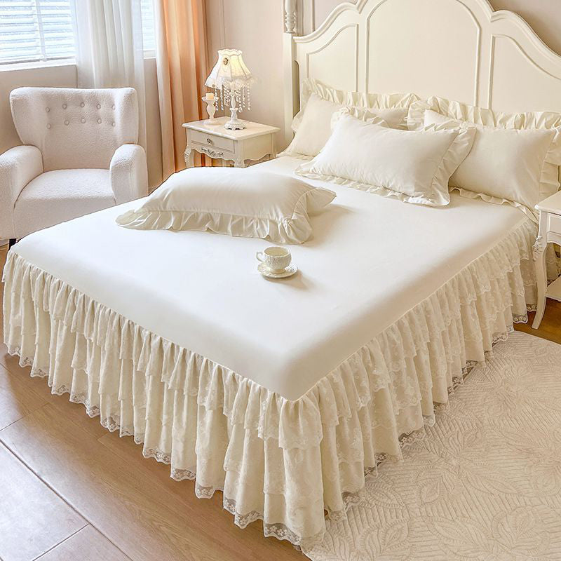 ⏳Limited-time 50% off⏰Romantic Ruffled Lace Bed Skirt 3-Piece Set🛌