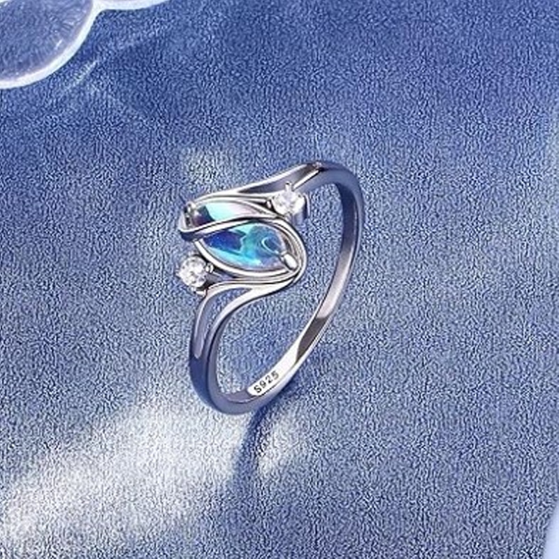 ⏳Limited-time 50% off⏰Geometric Oval Moonstone Ring with Zirconia Accents🌙💍