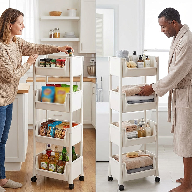 ⏳Limited-time 50% off⏰Multi-Tier Rolling Storage Cart for Narrow Spaces🗄️