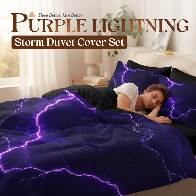 ⏳Limited-time 50% off⏰Purple Lightning Duvet Cover & 2*Pillowcase (3 PCS Set)⚡
