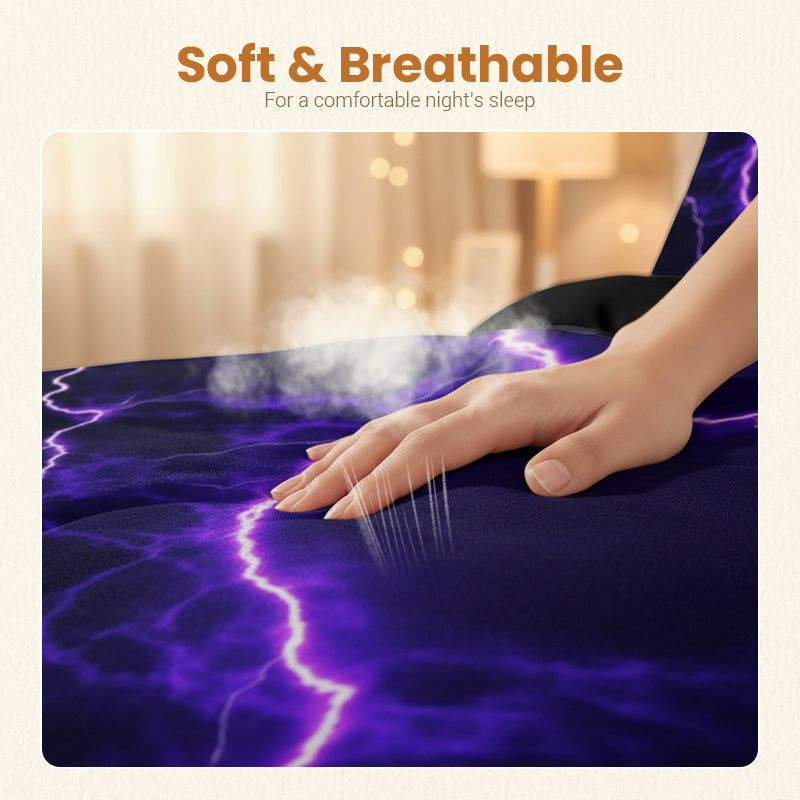 ⏳Limited-time 50% off⏰Purple Lightning Duvet Cover & 2*Pillowcase (3 PCS Set)⚡