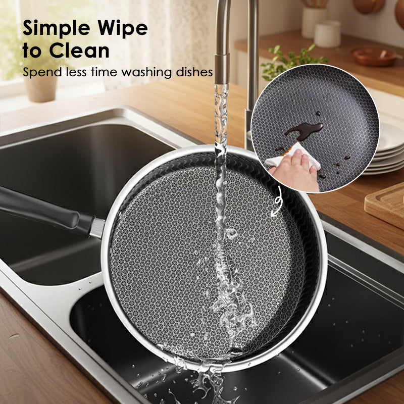 ⏳Limited-time 50% off⏰Honeycomb Non-Stick Stainless Steel Frying Pan🍳