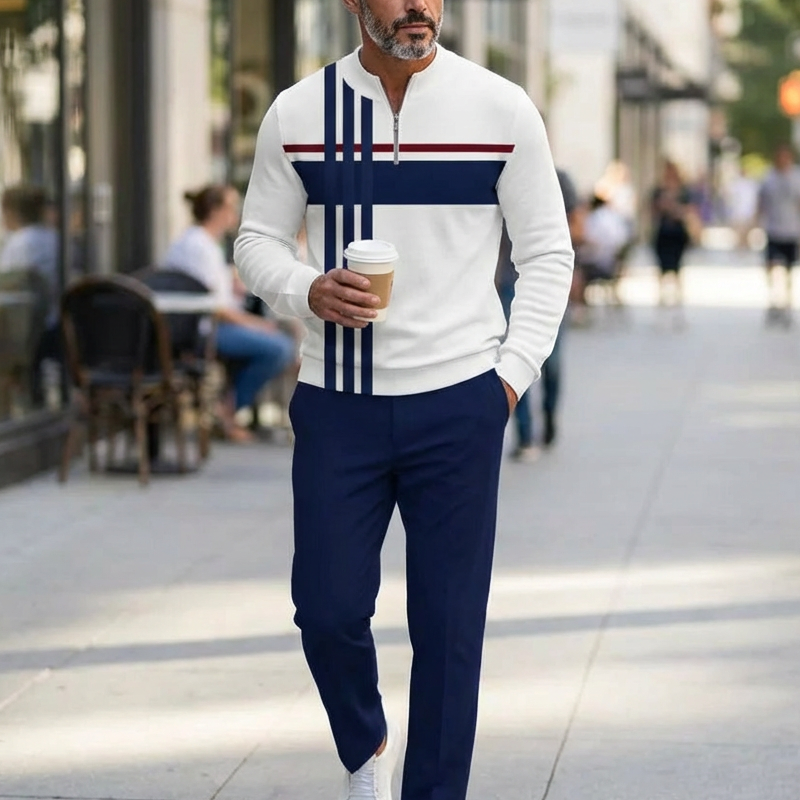⏳Limited-time 50% off⏰Men's Graphic Print Pullover & Pants Set – Street Style, Comfort Fit & Casual Look 👕👖