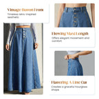 ⏳Limited-time 50% off⏰Vintage Button-Front A-Line Denim Skirt👗
