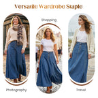 ⏳Limited-time 50% off⏰Vintage Button-Front A-Line Denim Skirt👗