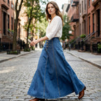 ⏳Limited-time 50% off⏰Vintage Button-Front A-Line Denim Skirt👗