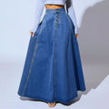 ⏳Limited-time 50% off⏰Vintage Button-Front A-Line Denim Skirt👗