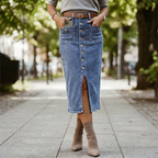 ⏳Limited-time 50% off⏰High-Waist Button-Front Denim Skirt👗