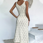⏳Limited-time 50% off⏰Elegant V-Neck Pointelle Knit Dress👗