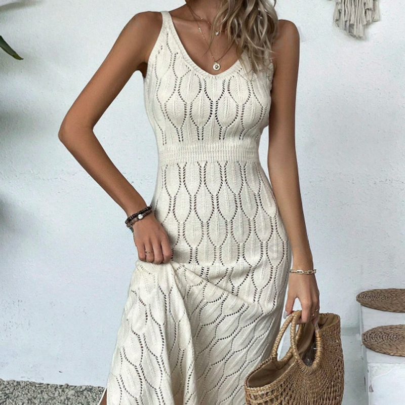 ⏳Limited-time 50% off⏰Elegant V-Neck Pointelle Knit Dress👗
