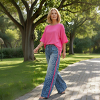 ⏳Limited-time 50% off⏰Vibrant Pink Top & Bold Leopard Print Pants Set👚👖