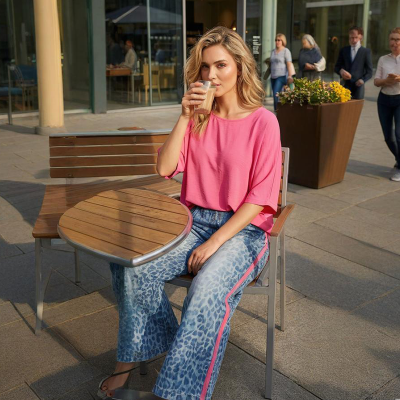 ⏳Limited-time 50% off⏰Vibrant Pink Top & Bold Leopard Print Pants Set👚👖