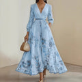 ⏳Limited-time 50% off⏰Elegant V-Neck Floral Pleated Maxi Dress👗