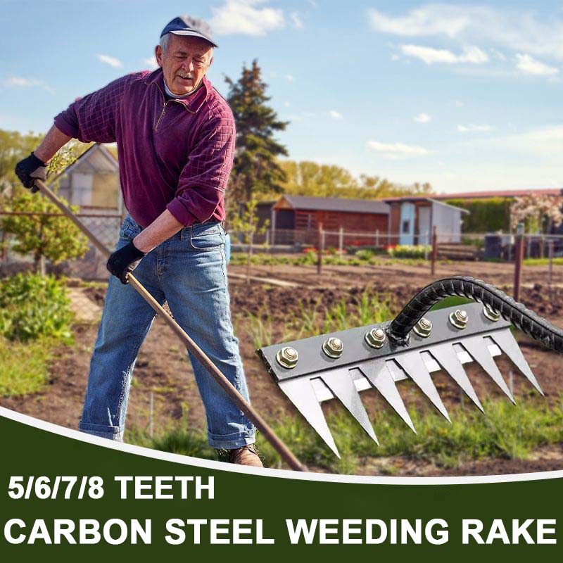 ⏳Limited-time 50% off⏰5/6/7/8 Teeth Carbon Steel Garden Weeding Rake🌱