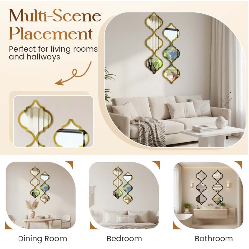 ⏳Limited-time 50% off⏰12PCS 3D Acrylic Mirror Rhombus Wall Stickers🪞